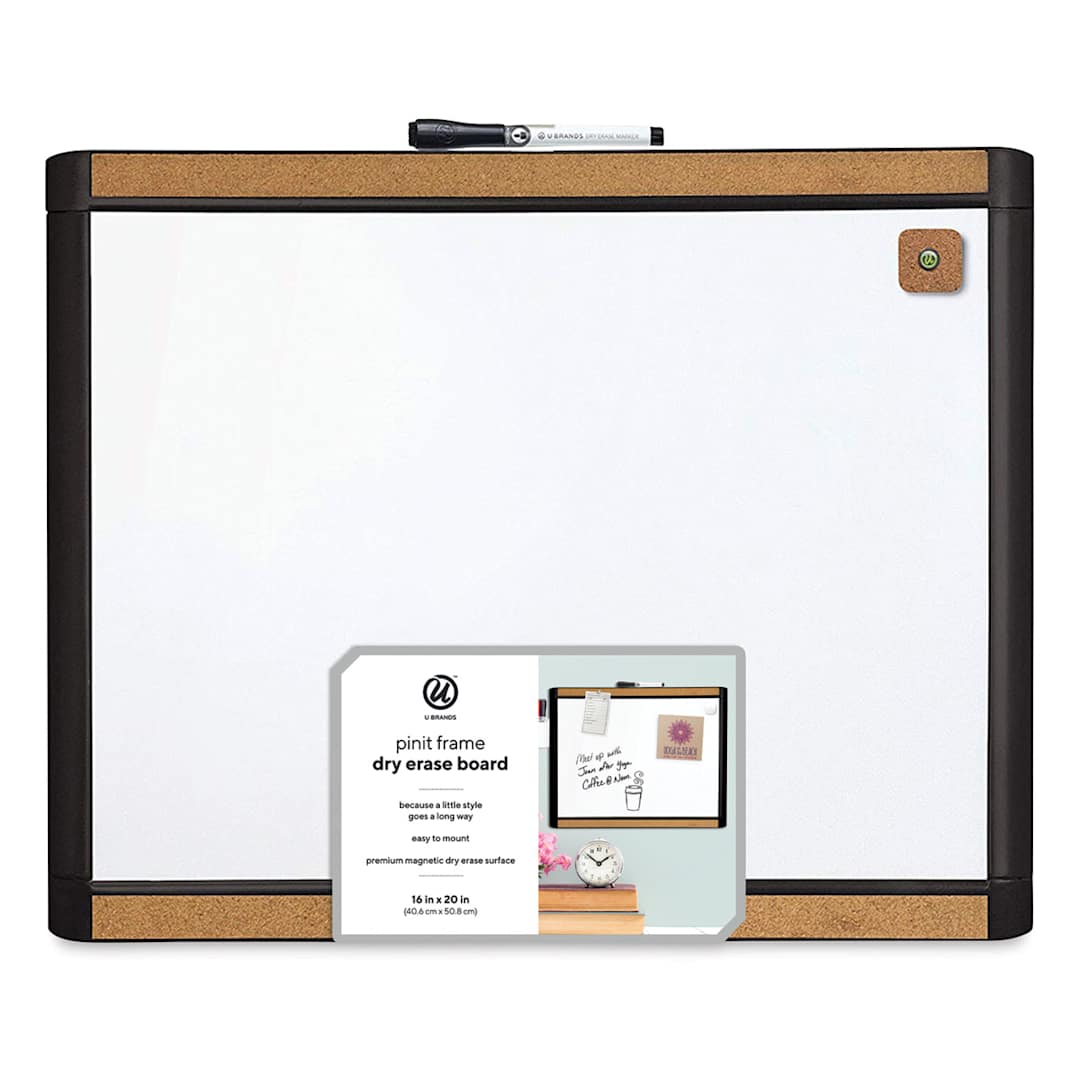 Open in modal - U Brands Combo Dry Erase Board - Large Pin-it Black Frame shown with label