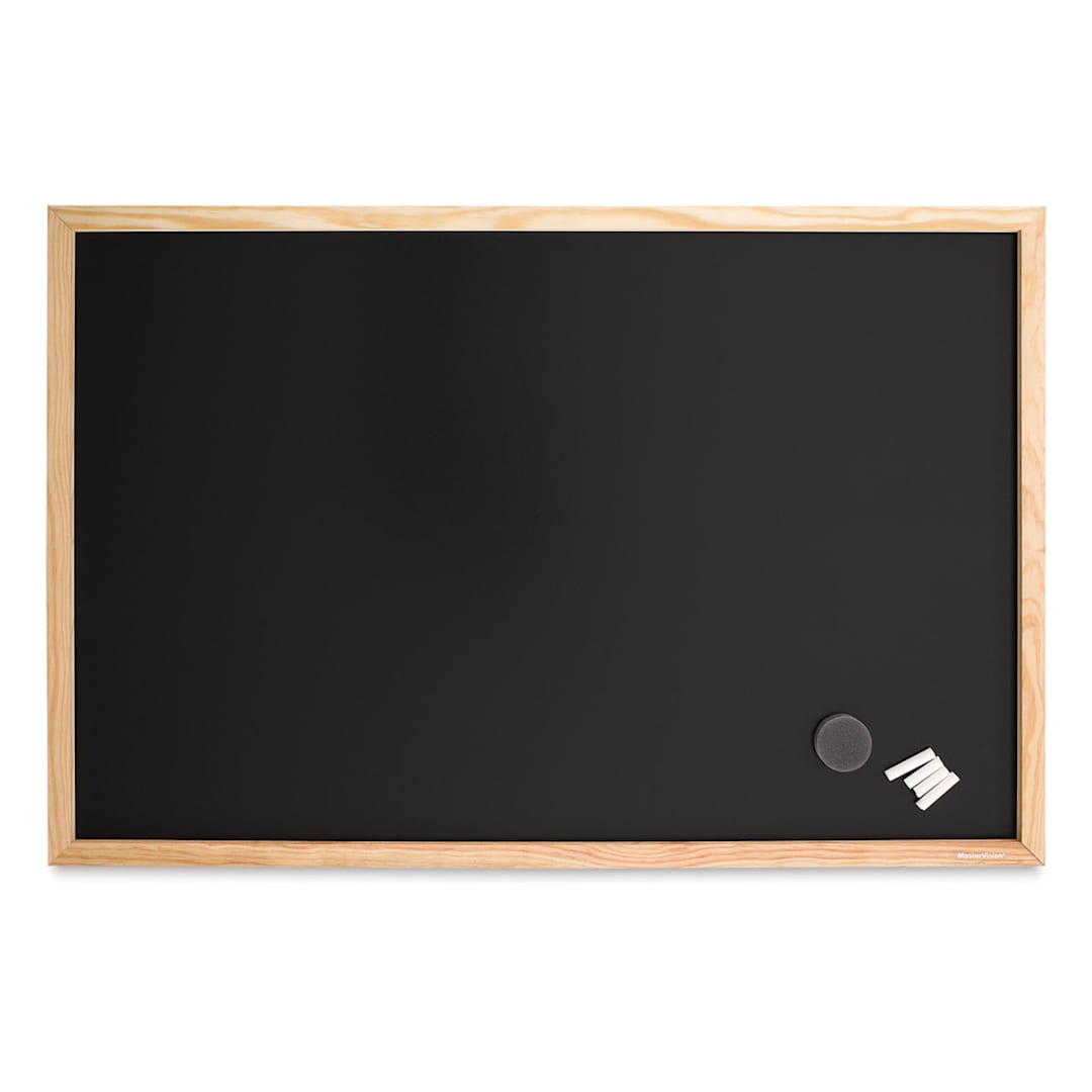 Open in modal - MasterVision Pine Wood Frame Chalkboard - 24" x 36" (Front)