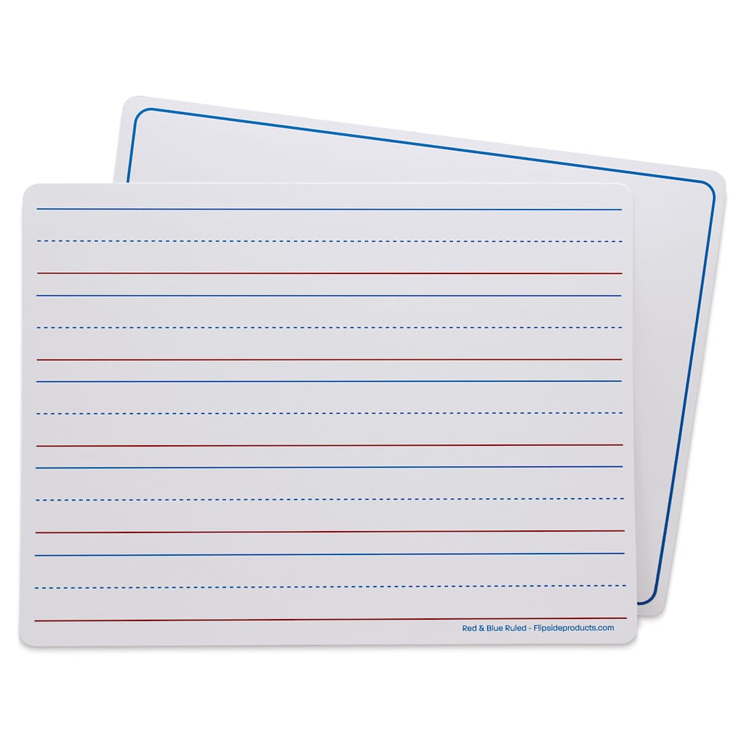 Open in modal - Flipside Dry Erase Learning Mats - Pkg of 12 Ruled Boards, 9" x 12" (front of board)