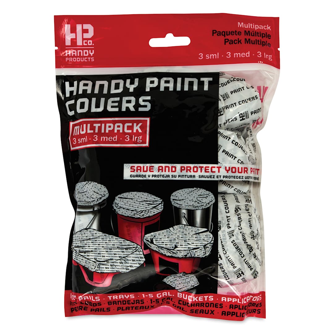 Open in modal - Handy Products Paint Covers Multipack - Assorted Sizes, Pkg of 9, front of the packaging