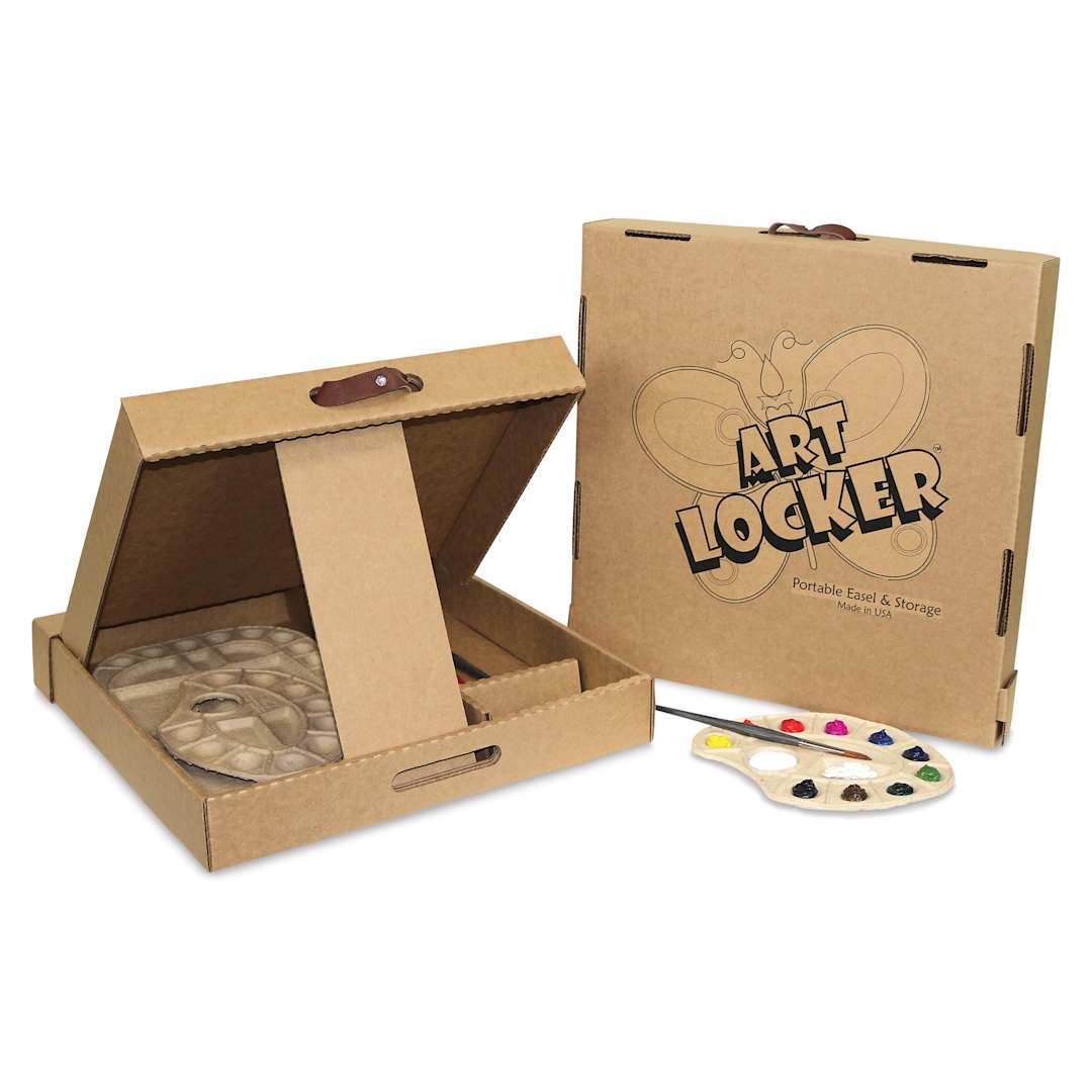 Open in modal - Toss Art Locker Portable Easels assembled, showing front and back