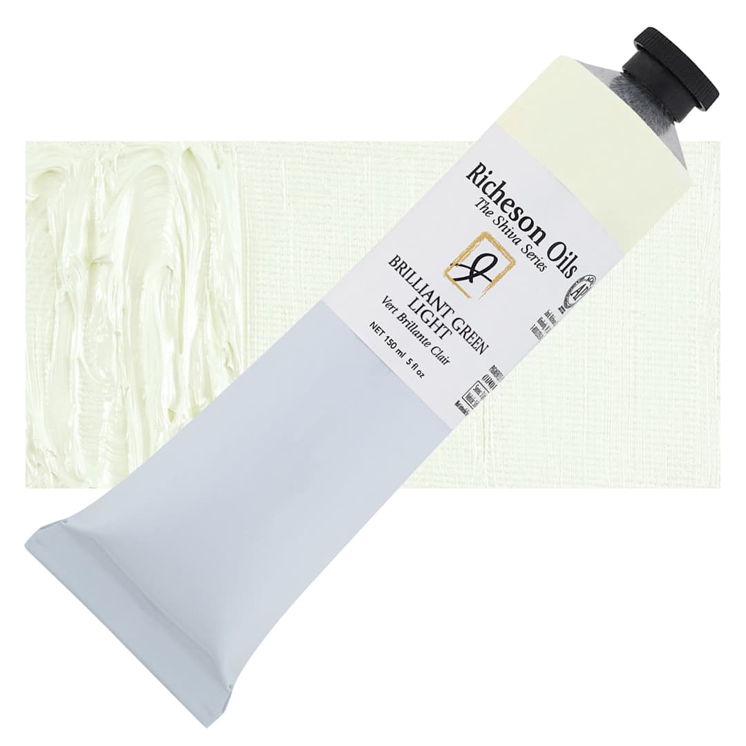 Open in modal - Shiva Signature Artist Oil Color - Brilliant Green Light, 150 ml Tube and swatch