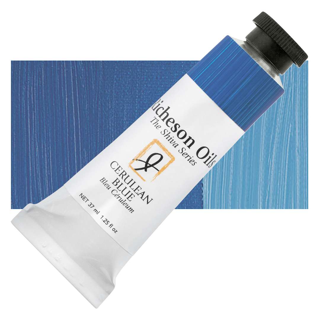 Open in modal - Shiva Signature Artist Oil Color - Cerulean Blue, 1.25 oz Tube and swatch
