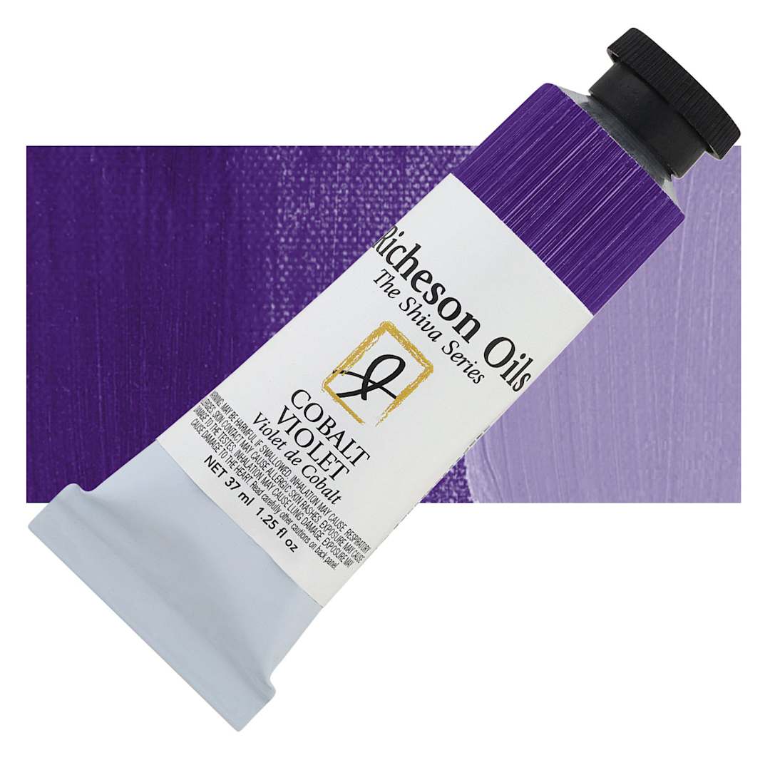 Open in modal - Shiva Signature Artist Oil Color - Cobalt Violet Light, 1.25 oz Tube and swatch