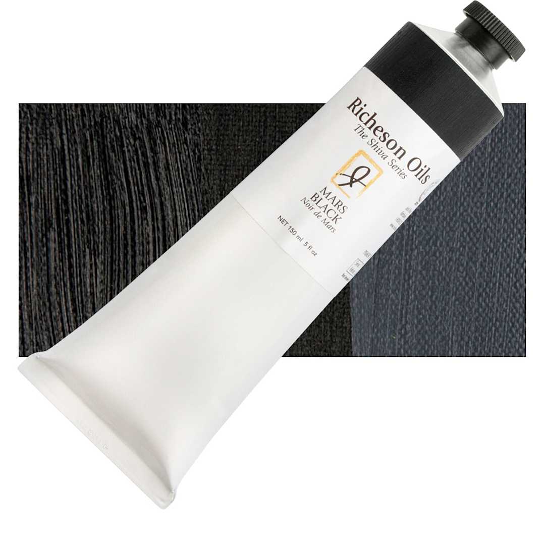 Open in modal - Shiva Signature Artist Oil Color - Mars Black, 150 ml Tube and swatch