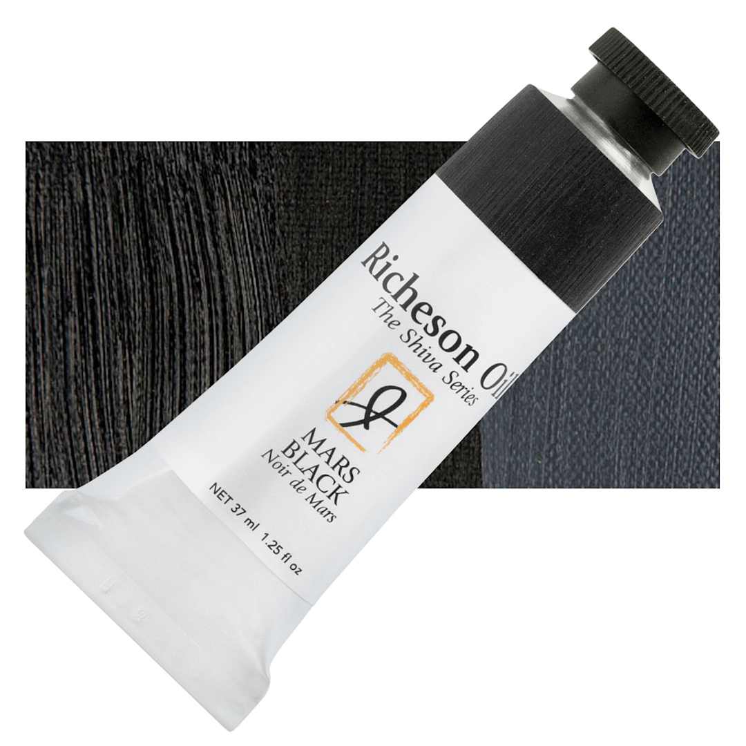 Open in modal - Shiva Signature Artist Oil Color - Ferrous Black, 1.25 oz Tube and swatch