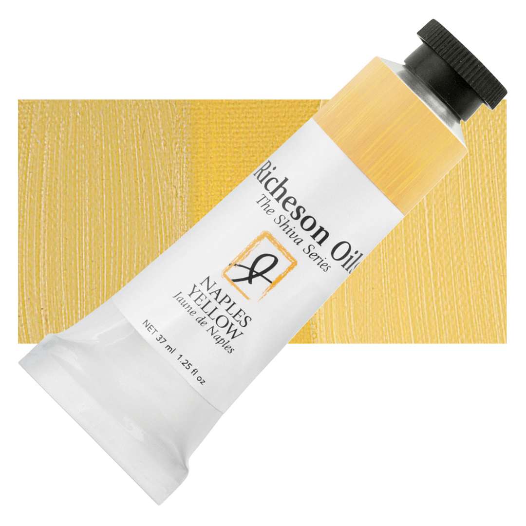 Open in modal - Shiva Signature Artist Oil Color - Naples Yellow, 1.25 oz Tube and swatch