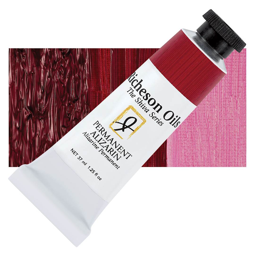 Open in modal - Shiva Signature Artist Oil Color - Permanent Alizarin, 1.25 oz tube and swatch