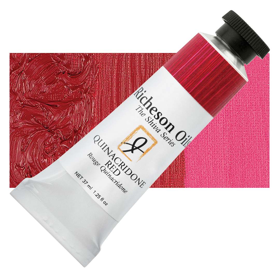 Open in modal - Shiva Signature Artist Oil Color - Quinacridone Red, 1.25 oz Tube and swatch
