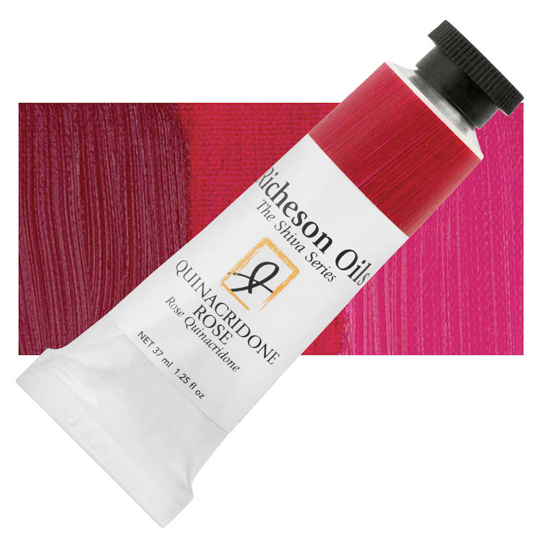 Open in modal - Shiva Signature Artist Oil Color - Quinacridone Rose, 1.25 oz Tube and swatch