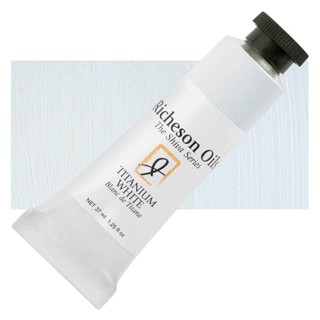 Open in modal - Shiva Signature Artist Oil Color - Titanium White, 1.25 oz Tube and swatch