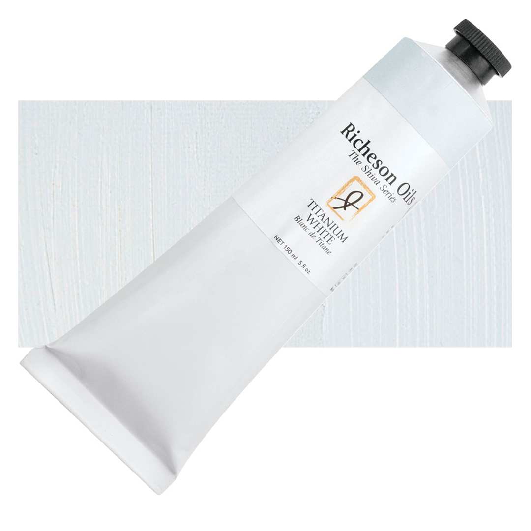 Open in modal - Shiva Signature Artist Oil Color - Titanium White, 150 ml Tube and swatch