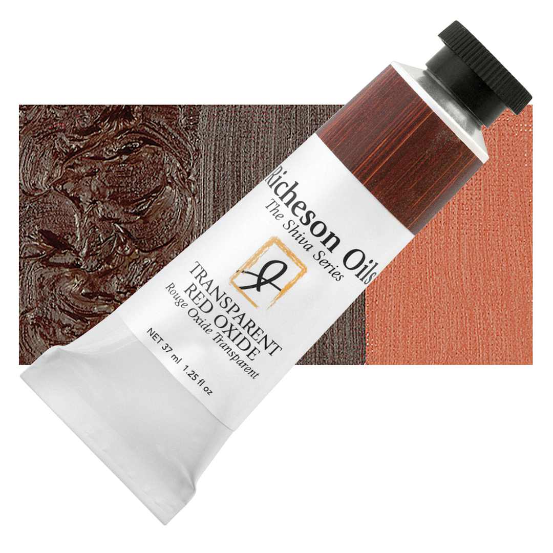 Open in modal - Shiva Signature Artist Oil Color - Transparent Red Oxide, 1.25 oz Tube and swatch