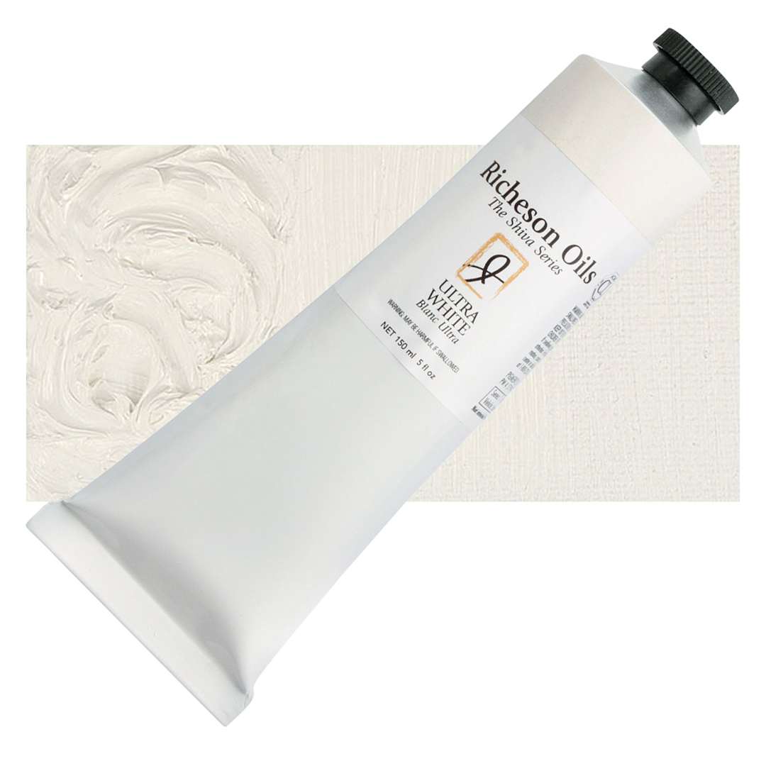 Open in modal - Shiva Signature Artist Oil Color - Ultra White, 150 ml Tube and swatch
