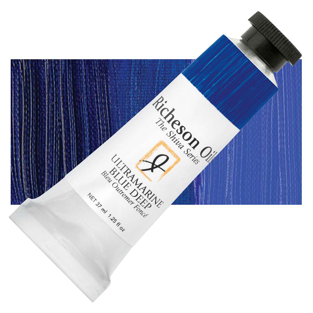 Open in modal - Shiva Signature Artist Oil Color - Ultramarine Blue Deep, 1.25 oz Tube and swatch