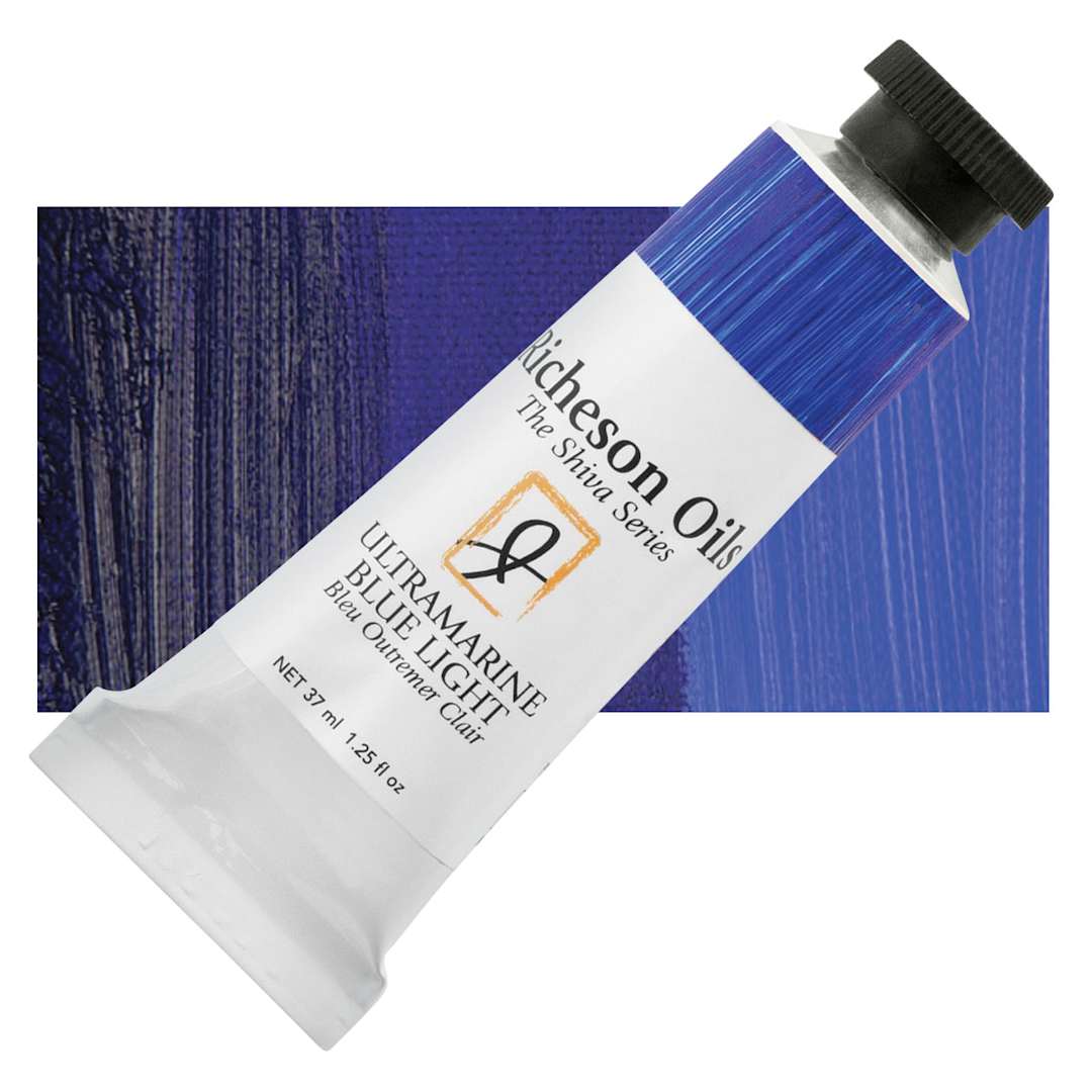 Open in modal - Shiva Signature Artist Oil Color - Ultramarine Blue Light, 1.25 oz Tube and swatch