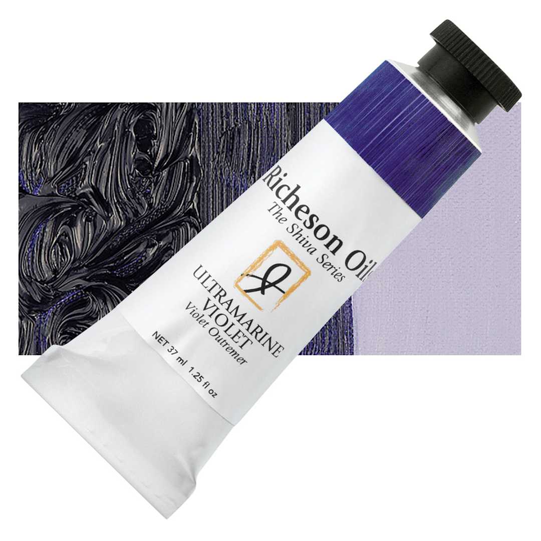 Open in modal - Shiva Signature Artist Oil Color - Ultramarine Violet, 1.25 oz Tube and swatch
