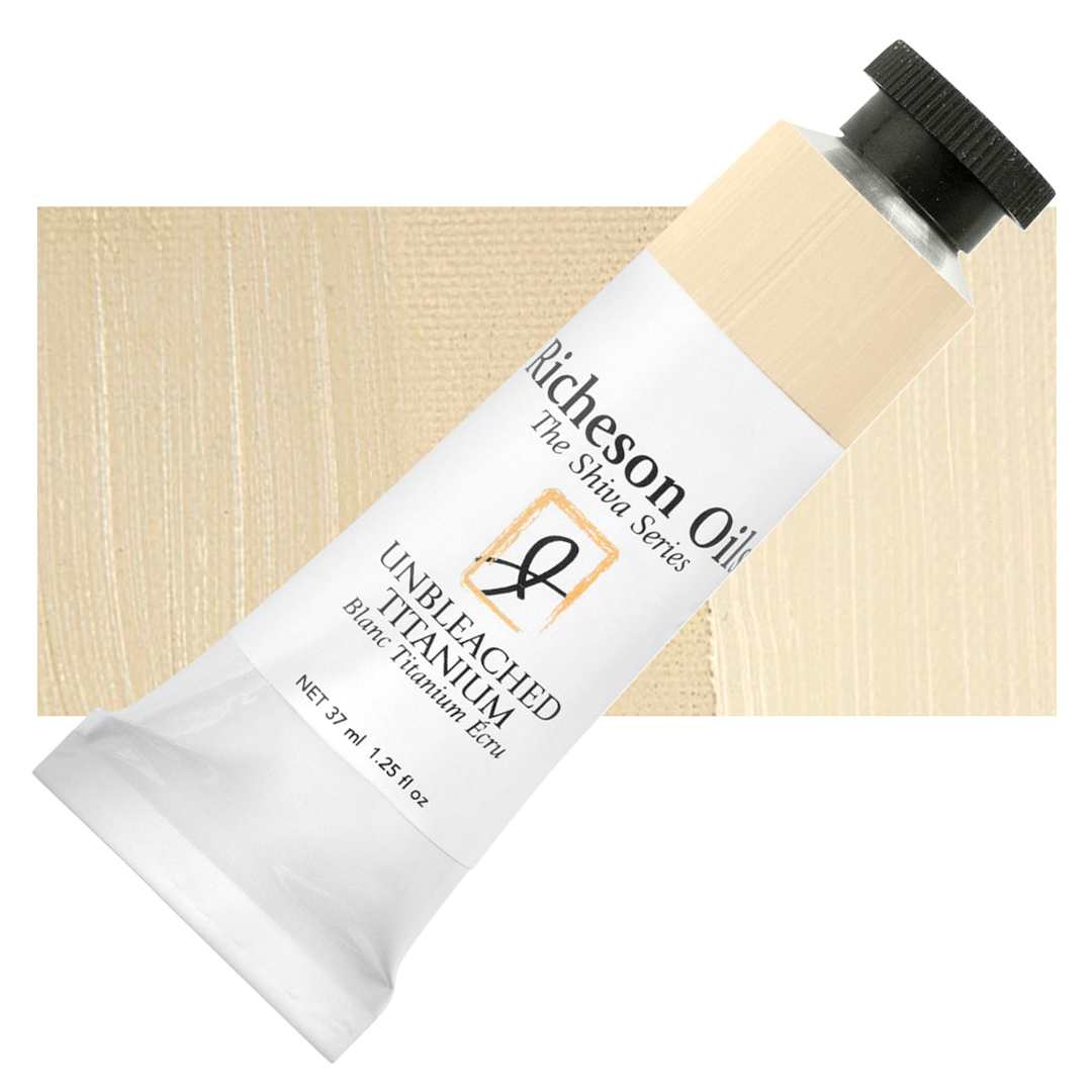 Open in modal - Shiva Signature Artist Oil Color - Unbleached Titanium, 1.25 oz Tube and swatch