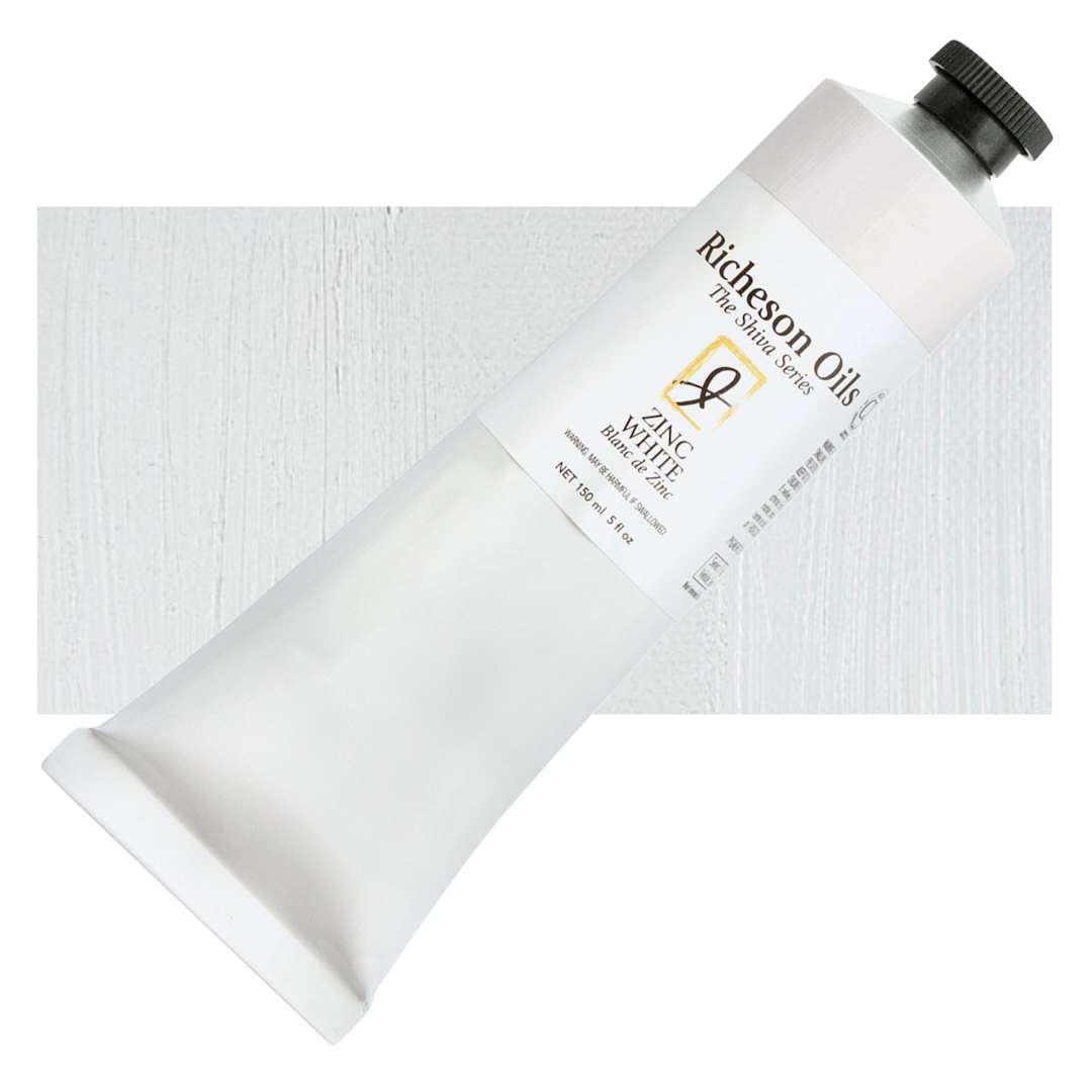 Open in modal - Shiva Signature Artist Oil Color - Zinc White, 150 ml Tube and swatch