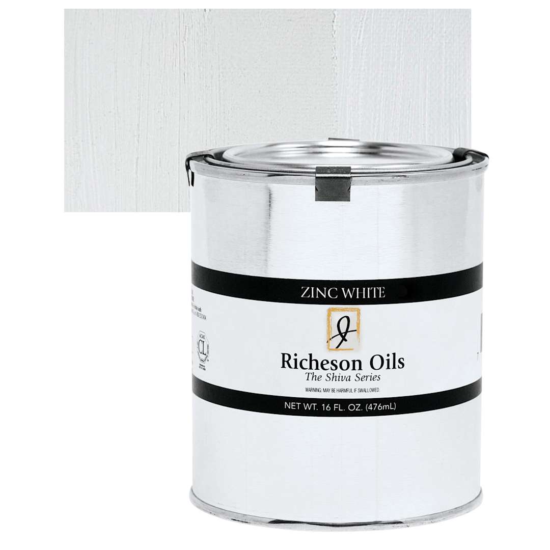 Open in modal - Shiva Signature Artist Oil Color - Zinc White, 16 oz Can and swatch