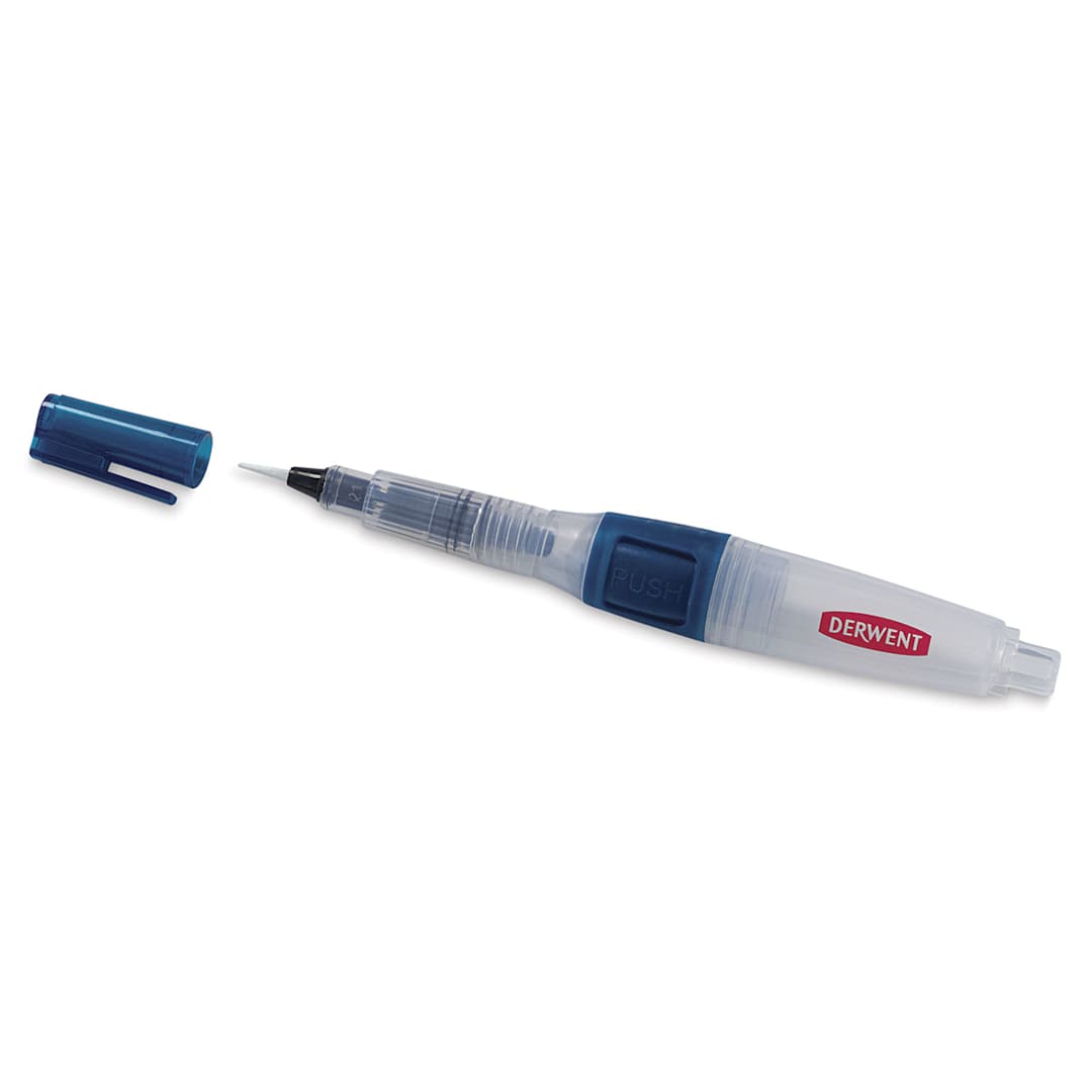 Open in modal - Derwent Push Button Waterbrush - Round, Fine, Short Handle (with cap off)