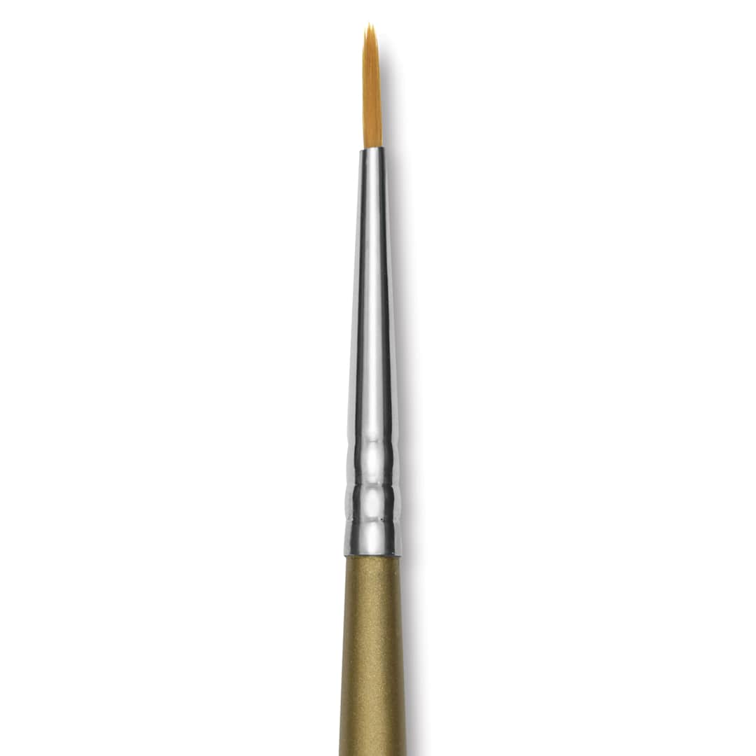 Open in modal - Mayco Overglaze Natural and Synthetic Blend Brush - Liner Gold, Short Handle, Size 0, close-up