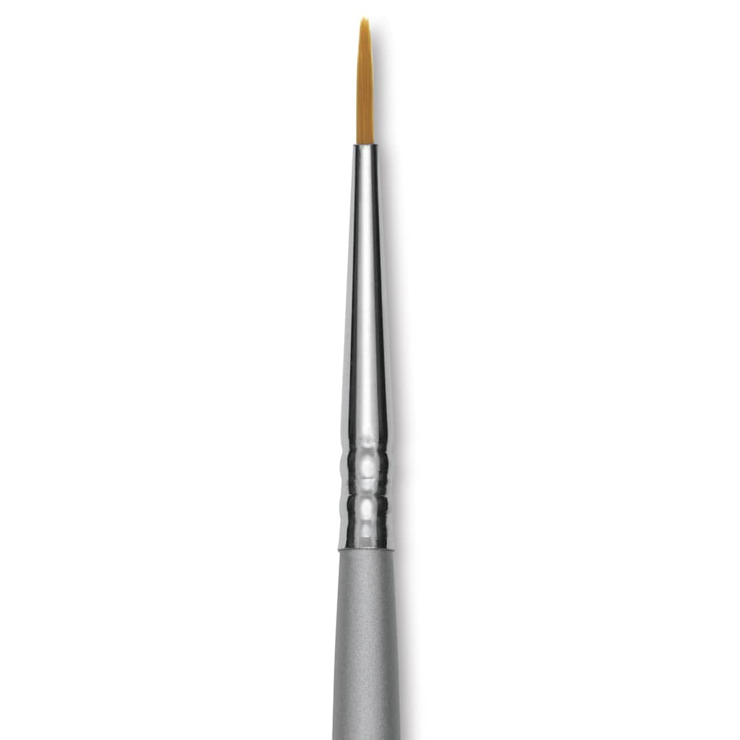 Open in modal - Mayco Overglaze Natural and Synthetic Blend Brush - Liner Silver, Short Handle, Size 0, close-up