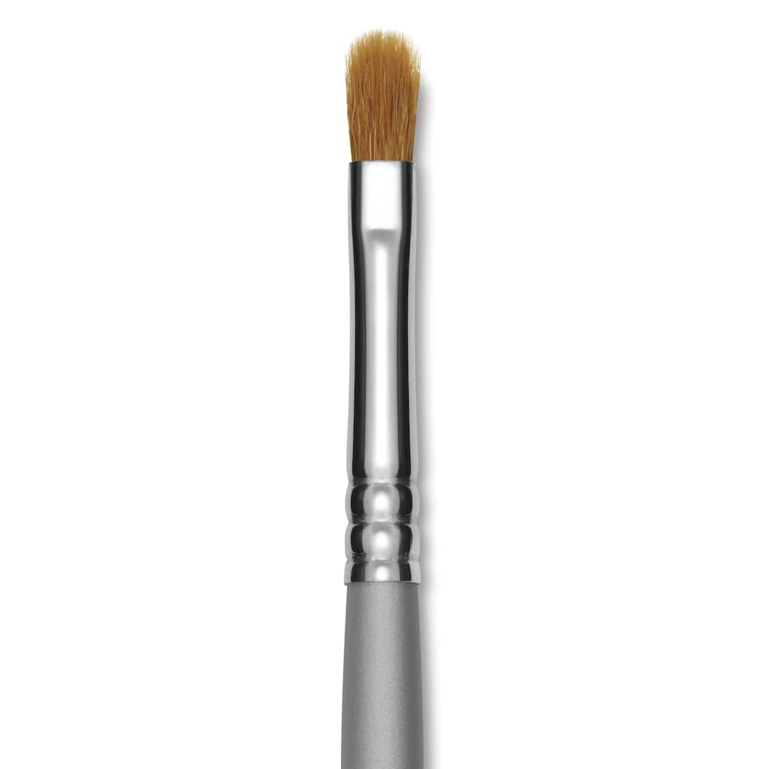 Open in modal - Mayco Overglaze Natural and Synthetic Blend Brush - Oval Shader Silver, Short Handle, Size 6, close-up