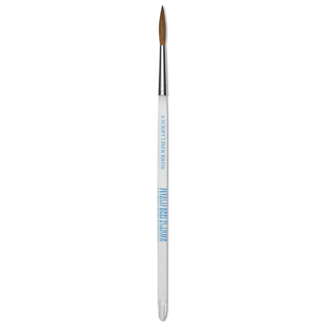 Open in modal - Mayco Reflections Golden Taklon Brush - Script Liner, Short Handle, Size 6