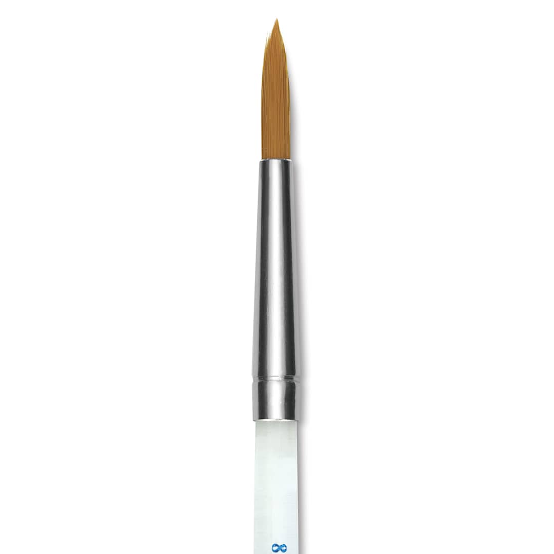 Open in modal - Mayco Reflections Gold Taklon Brushen - Round, Short Handle, Size 8, close-up