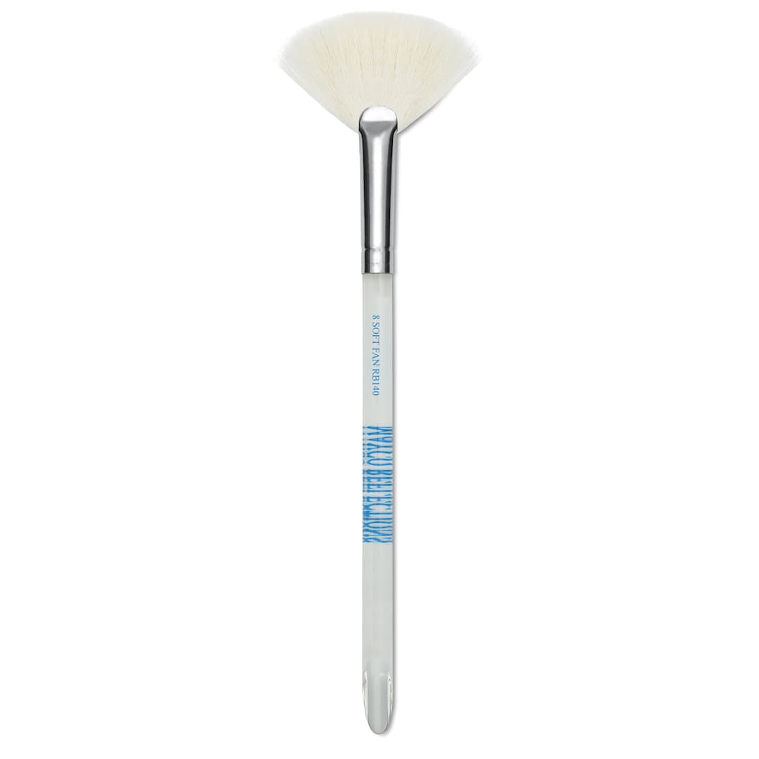 Open in modal - Mayco Reflections White Synthetic and Natural Blend Brush - Soft Fan, Short Handle, Size 8