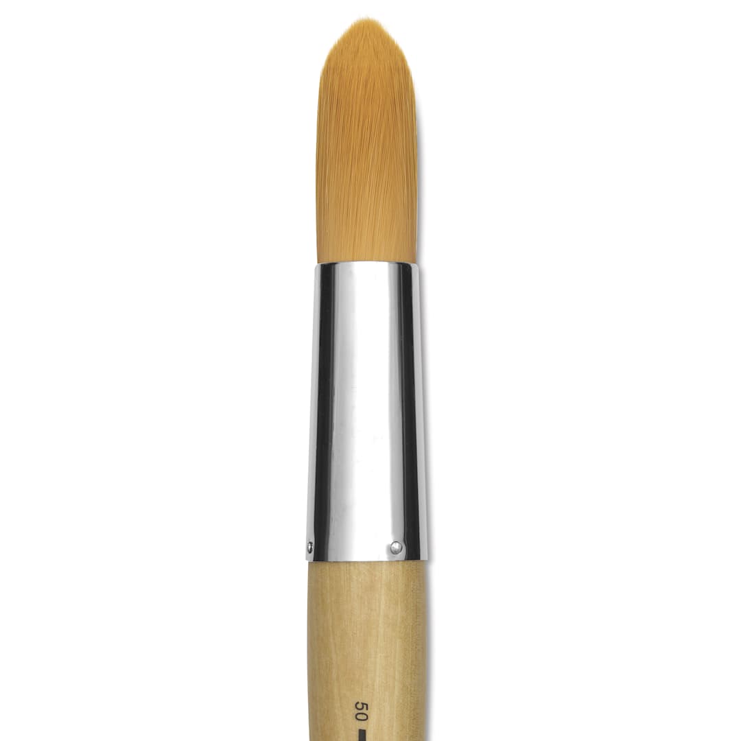 Open in modal - Silver Brush Silver Jumbo Golden Synthetic Brush - Round, Mid-Handle, Size 50, close-up