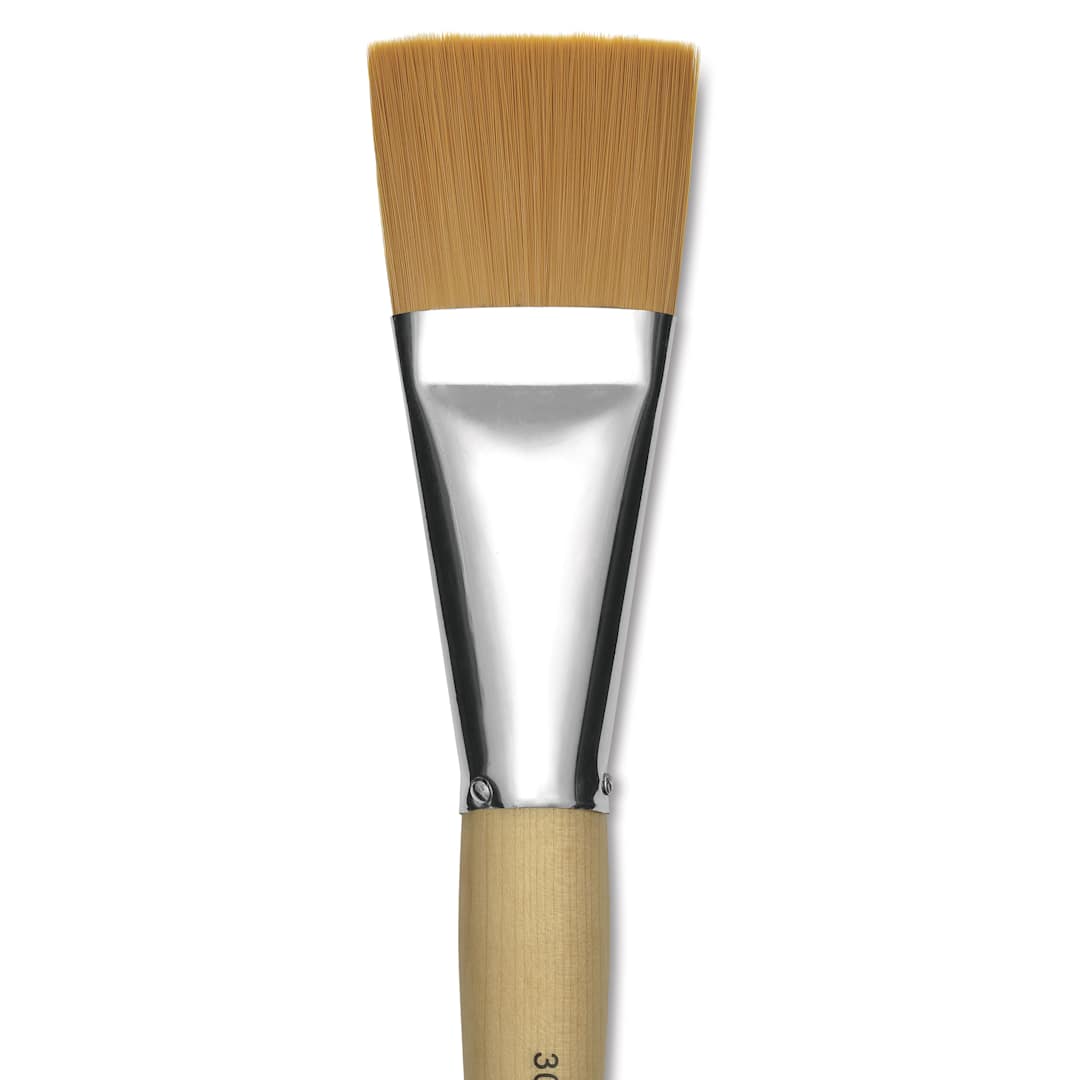 Open in modal - Silver Brush Silver Jumbo Golden Synthetic Brush - Flat, Mid-Handle, Size 30, close-up
