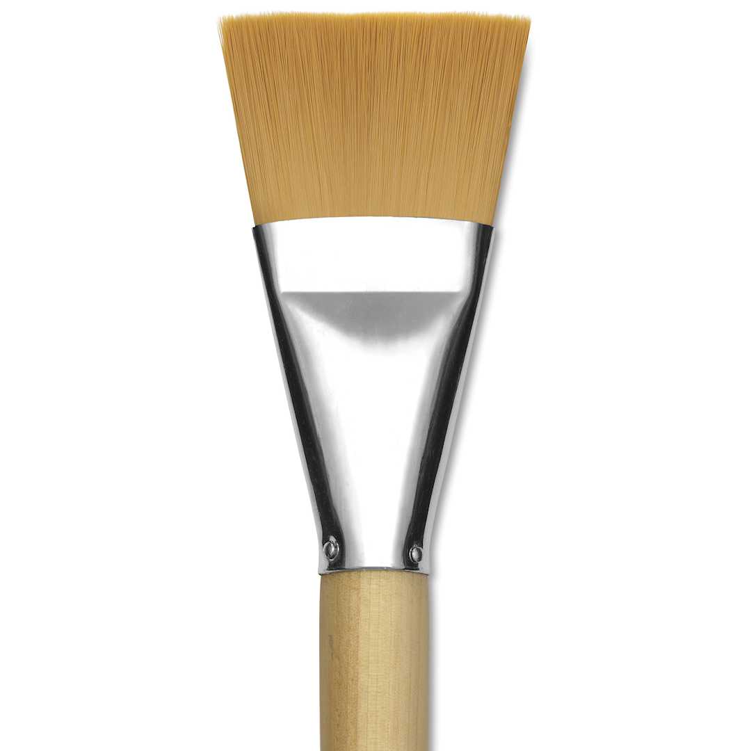 Open in modal - Silver Brush Silver Jumbo Golden Synthetic Brush - Flat, Mid-Handle, Size 40, close-up