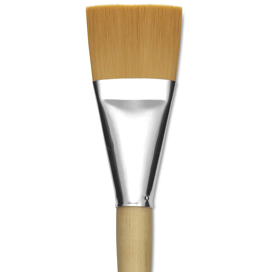 Open in modal - Silver Brush Silver Jumbo Golden Synthetic Brush - Flat, Mid-Handle, Size 50, close-up
