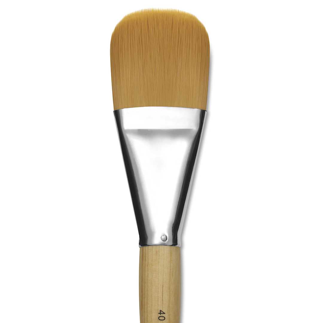 Open in modal - Silver Brush Silver Jumbo Golden Synthetic Brush - Filbert, Mid-Handle, Size 40, close-up