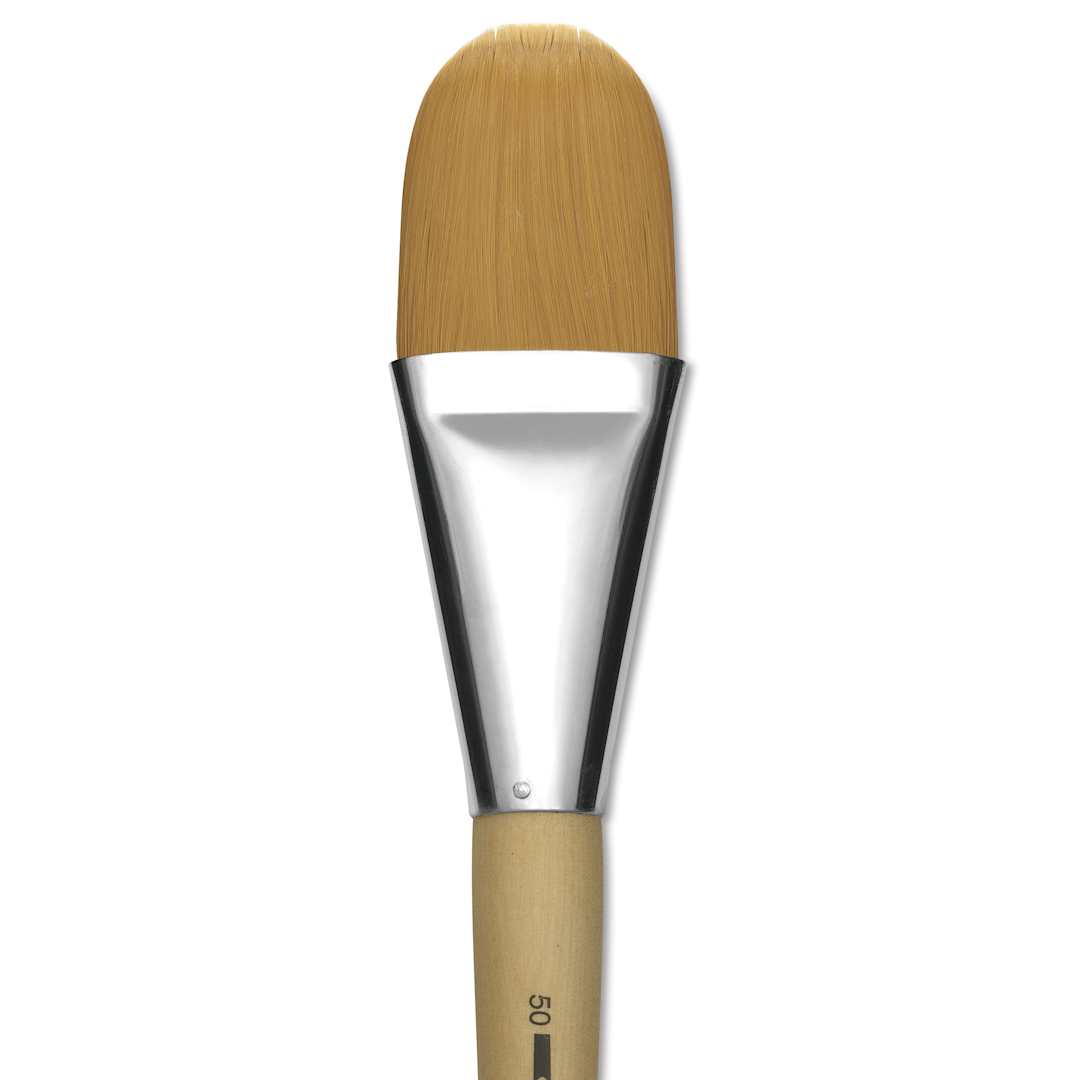 Open in modal - Silver Brush Silver Jumbo Golden Synthetic Brush - Filbert, Mid-Handle, Size 50, close-up