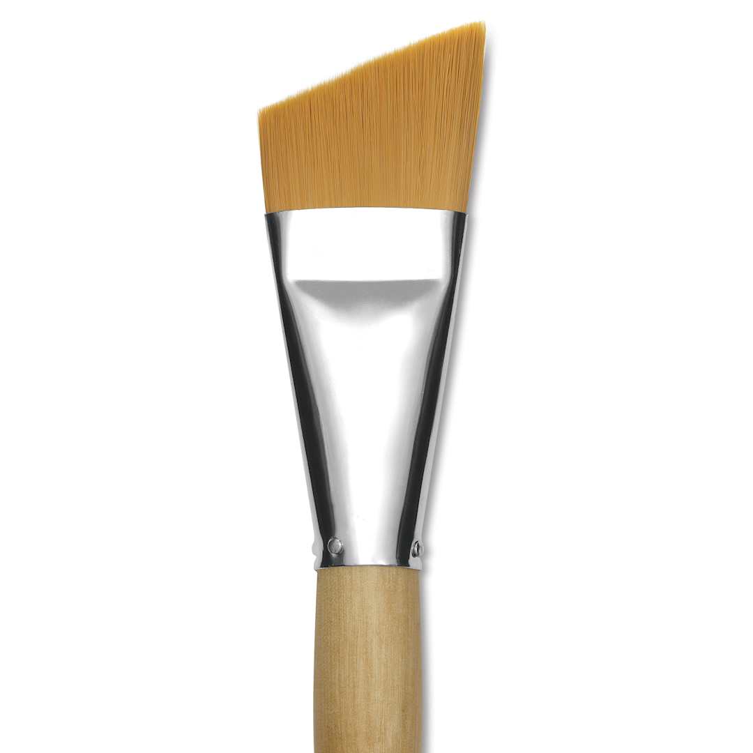 Open in modal - Silver Brush Silver Jumbo Golden Synthetic Brush - Angle, Mid-Handle, Size 30, close-up