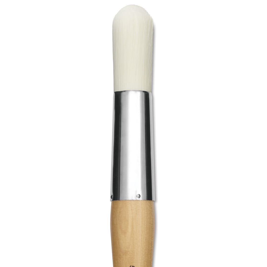 Open in modal - Silver Brush Silver Jumbo Stiff White Synthetic Brush - Round, Mid-Handle, Size 50, close-up