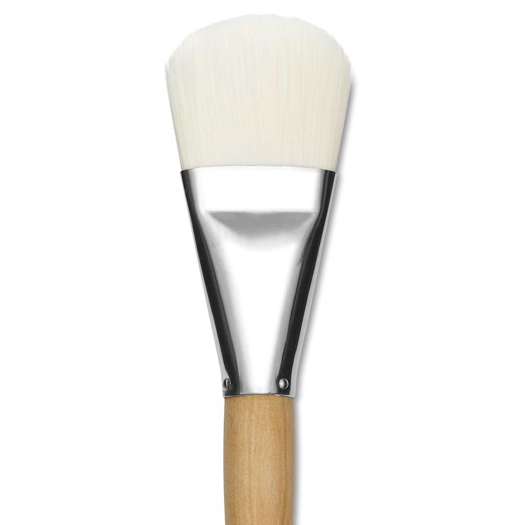 Open in modal - Silver Brush Silver Jumbo Stiff White Synthetic Brush - Filbert, Mid-Handle, Size 40, close-up