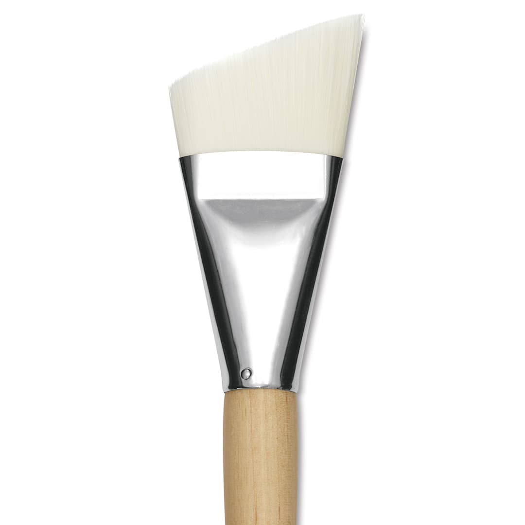 Open in modal - Silver Brush Silver Jumbo Stiff White Synthetic Brush - Angle, Mid-Handle, Size 40, close-up