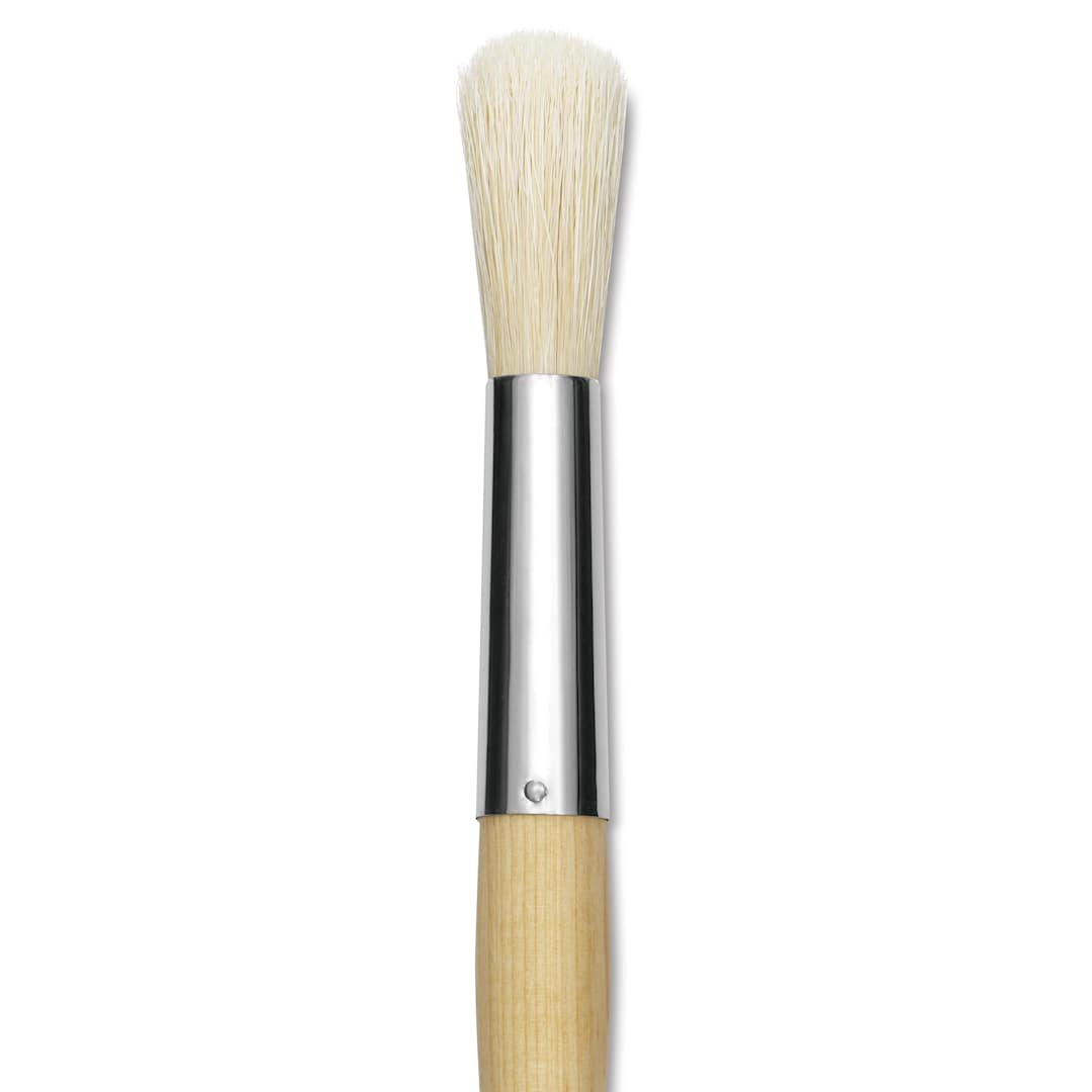 Open in modal - Silver Brush Silver Jumbo White Hog Bristle Brush - Round, Mid-Handle, Size 30, close-up