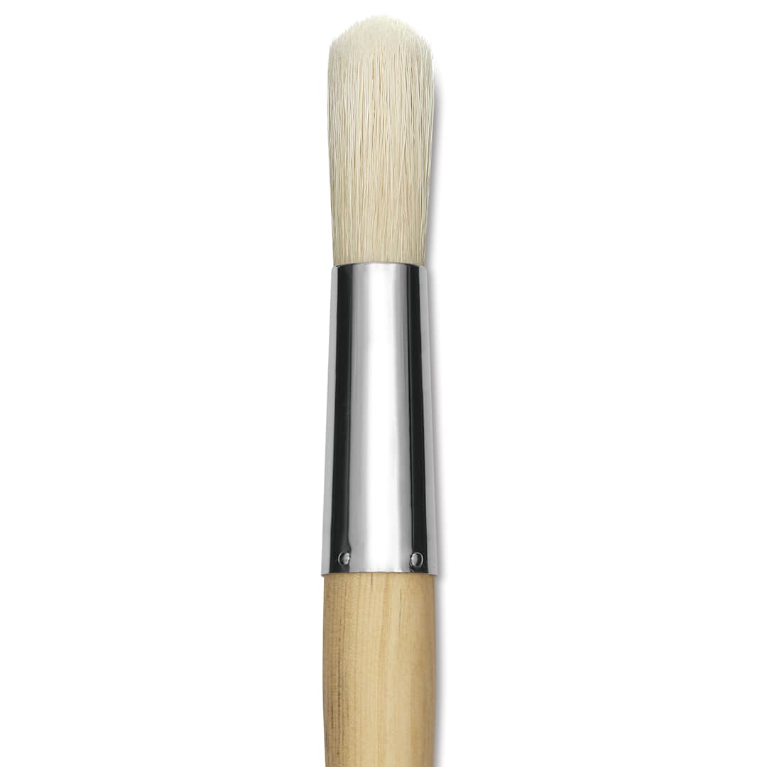 Open in modal - Silver Brush Silver Jumbo White Hog Bristle Brush - Round, Mid-Handle, Size 40. close-up