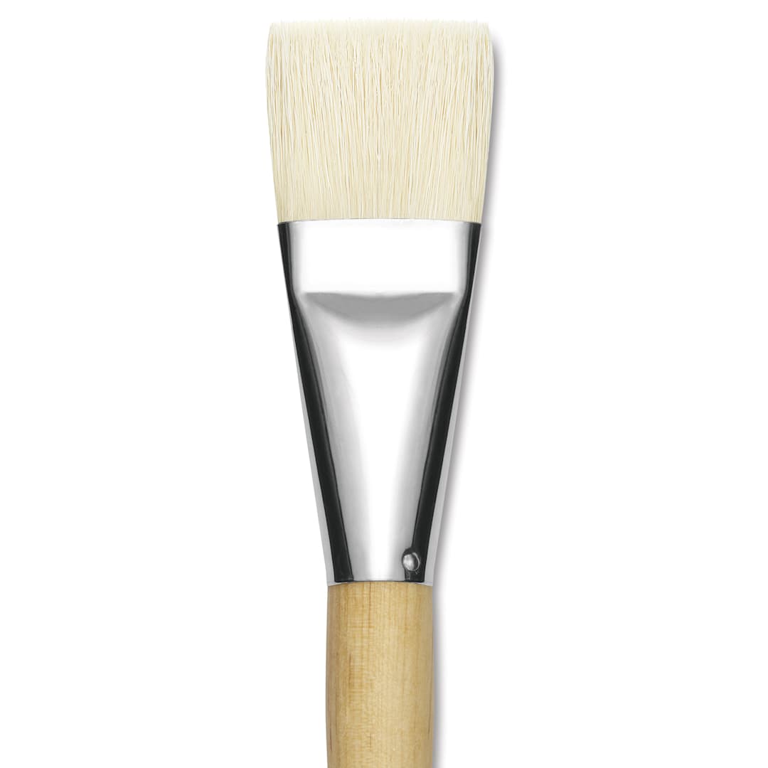 Open in modal - Silver Brush Silver Jumbo White Hog Bristle Brush - Flat, Mid-Handle, Size 30, close-up