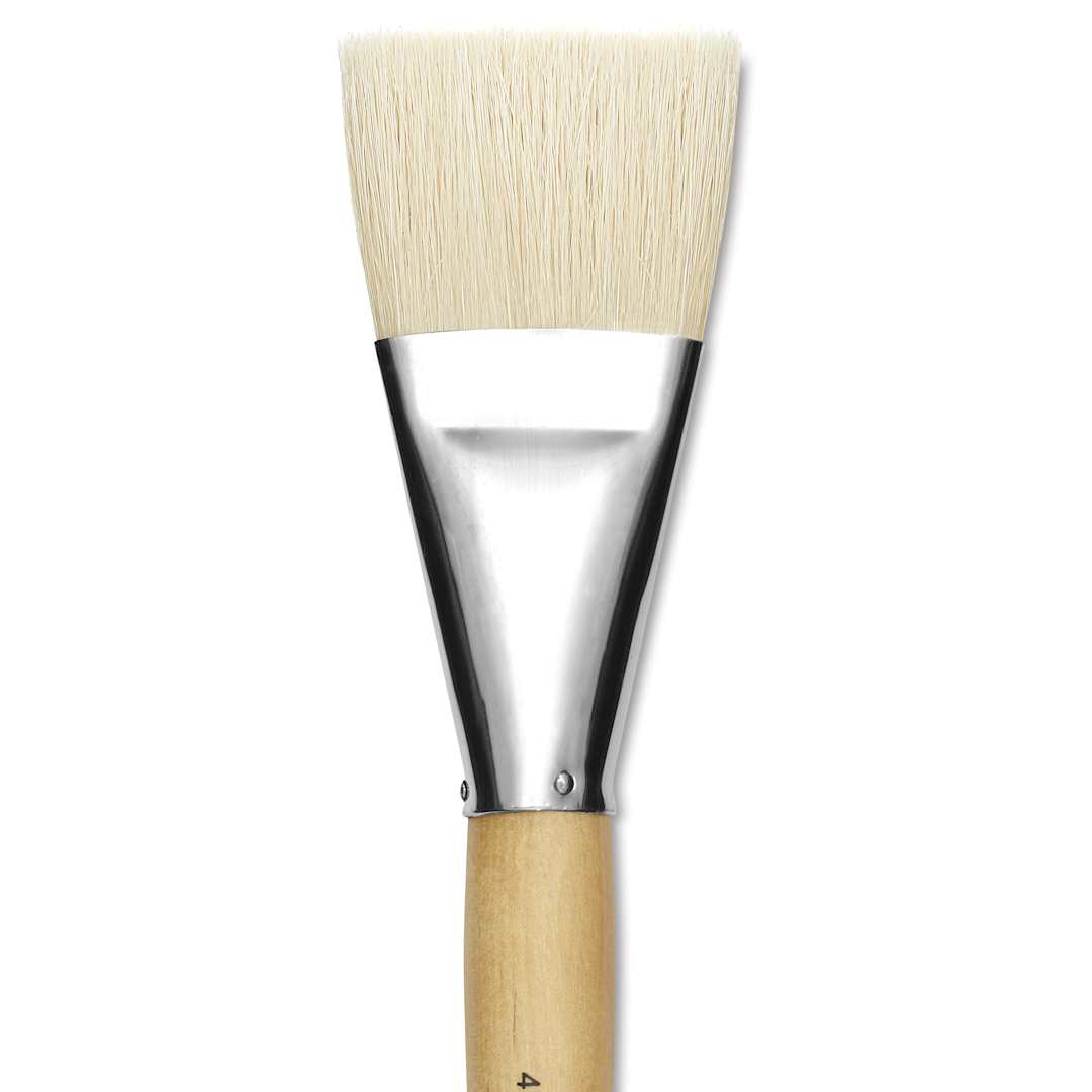 Open in modal - Silver Brush Silver Jumbo White Hog Bristle Brush - Flat, Mid-Handle, Size 40, close-up