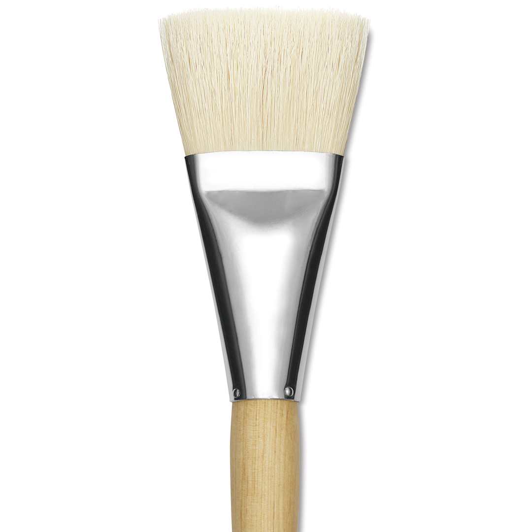 Open in modal - Silver Brush Silver Jumbo White Hog Bristle Brush - Flat, Mid-Handle, Size 50, close-up