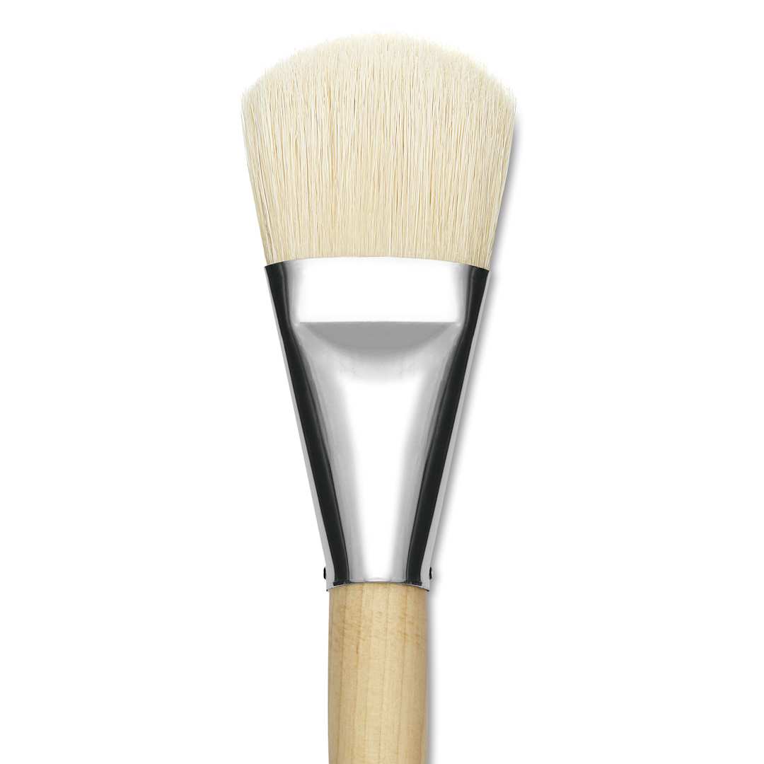 Open in modal - Silver Brush Silver Jumbo White Hog Bristle Brush - Filbert, Mid-Handle, Size 40, close-up