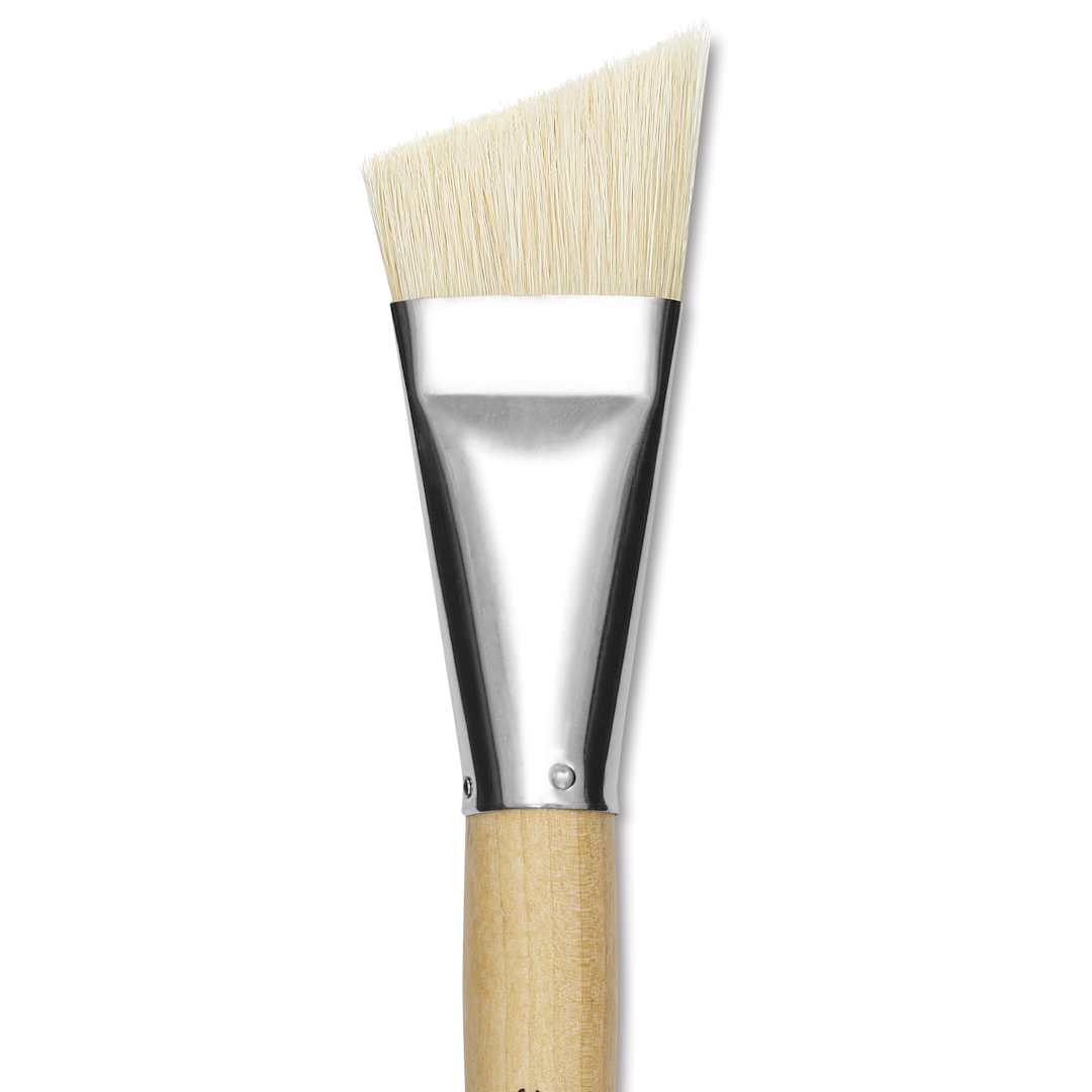 Open in modal - Silver Brush Silver Jumbo White Hog Bristle Brush - Angle, Mid-Handle, Size 30, close-up