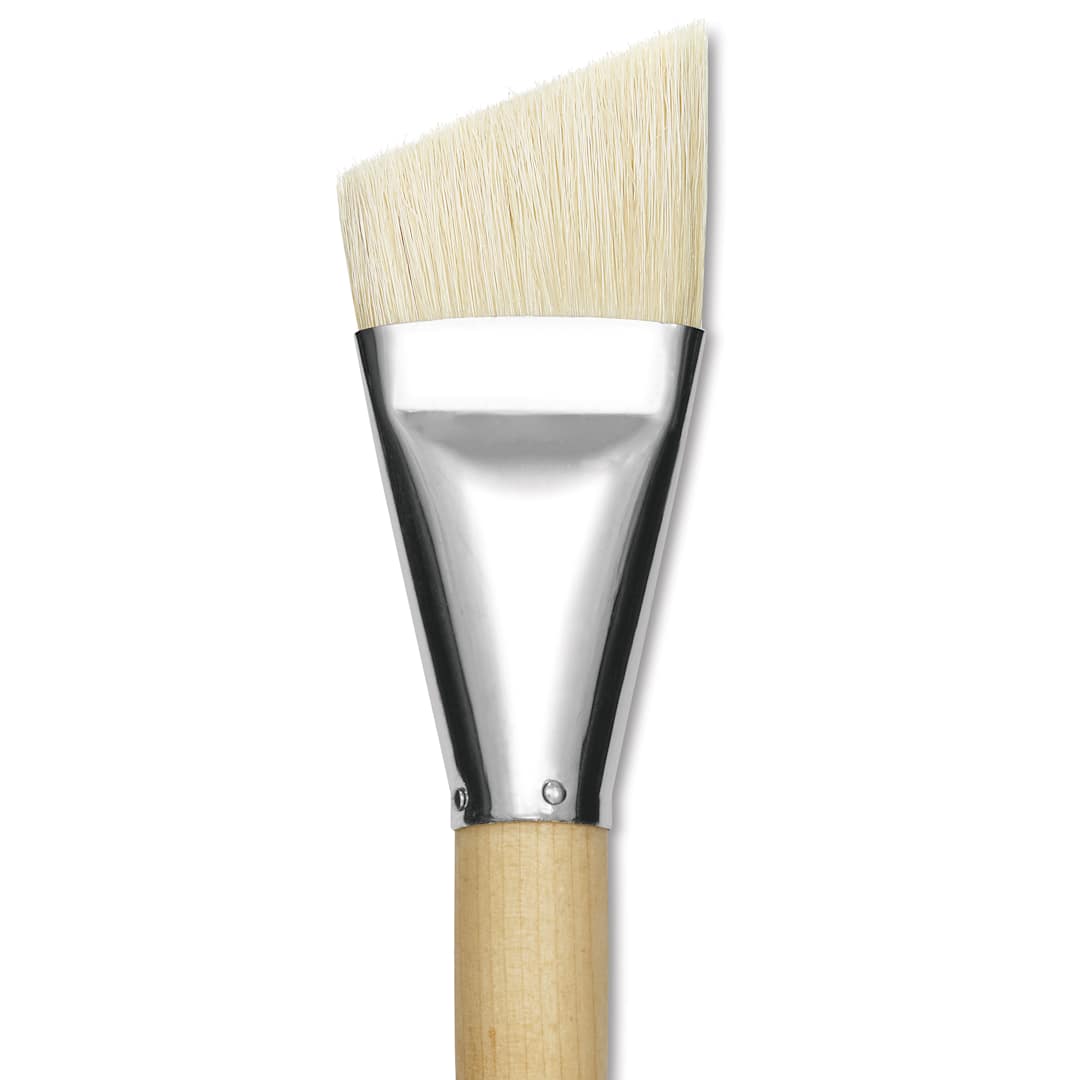 Open in modal - Silver Brush Silver Jumbo White Hog Bristle Brush - Angle, Mid-Handle, Size 40, close-up