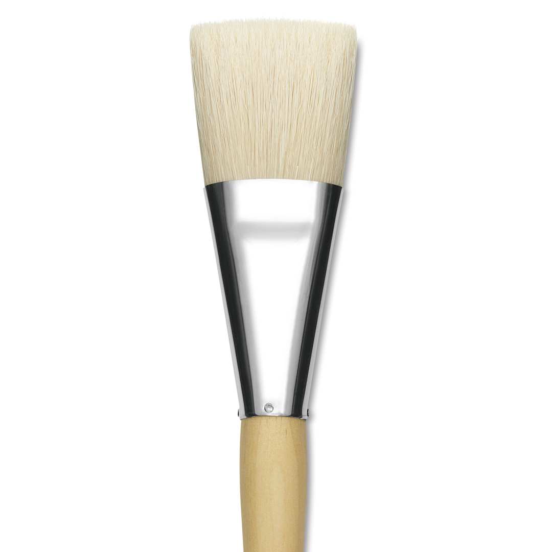 Open in modal - Silver Brush Silver Jumbo White Hog Bristle Brush - Chisel, Extra Long Handle, Size 2", close-up